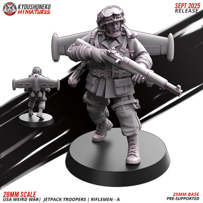 German Weird War Jetpack Troopers Riflemen A (10 models) Various Scales SF Wargaming (US tariffs are pre-paid by us)