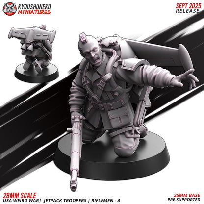 German Weird War Jetpack Troopers Riflemen A (10 models) Various Scales SF Wargaming (US tariffs are pre-paid by us)