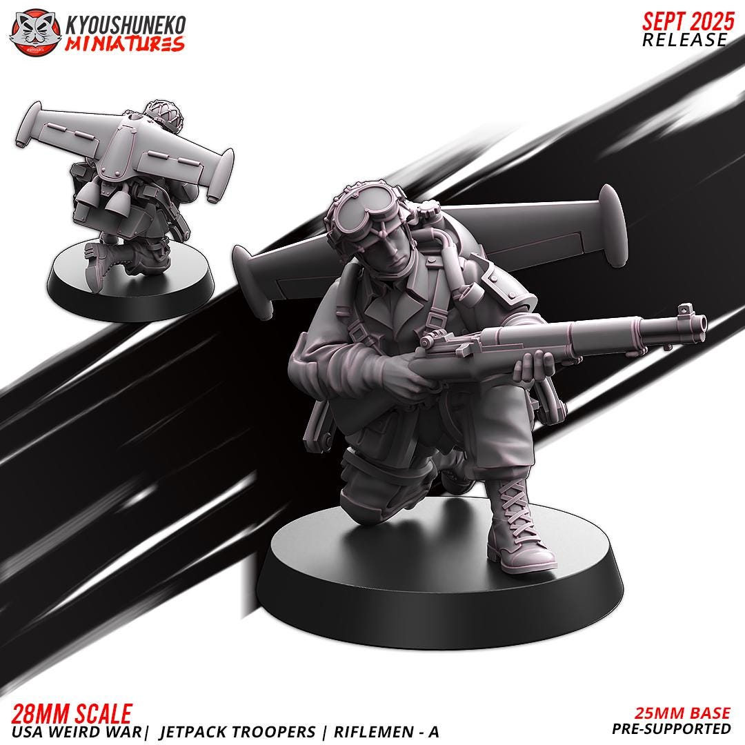 German Weird War Jetpack Troopers Riflemen A (10 models) Various Scales SF Wargaming (US tariffs are pre-paid by us)