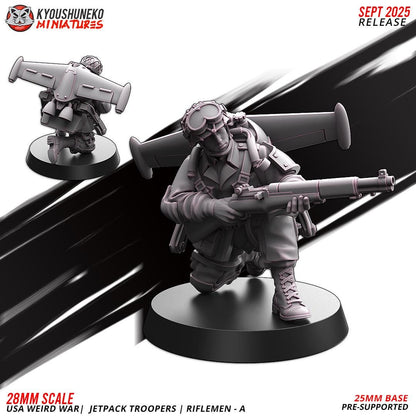 German Weird War Jetpack Troopers Riflemen A (10 models) Various Scales SF Wargaming (US tariffs are pre-paid by us)