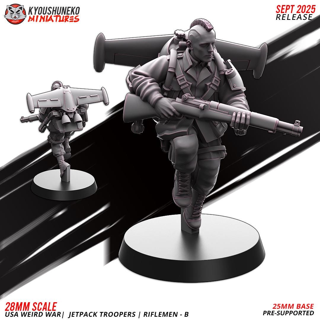 German Weird War Jetpack Troopers Riflemen A (10 models) Various Scales SF Wargaming (US tariffs are pre-paid by us)