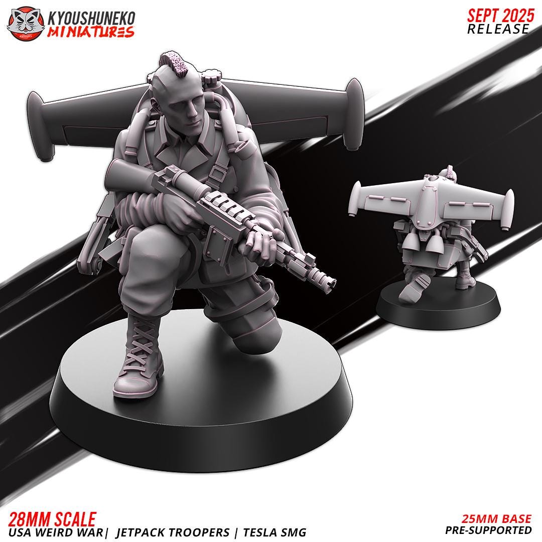 German Weird War Jetpack Troopers Tesla SMGs (10 models) Various Scales SF Wargaming (US tariffs are pre-paid by us)