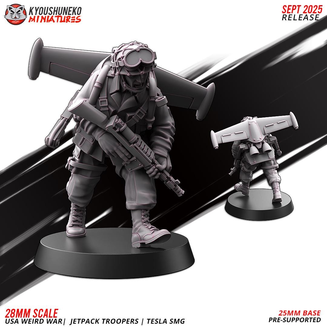 German Weird War Jetpack Troopers Tesla SMGs (10 models) Various Scales SF Wargaming (US tariffs are pre-paid by us)