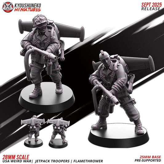German Weird War Jetpack Troopers Flamethrower Team (2 models) Various Scales SF Wargaming (US tariffs are pre-paid by us)
