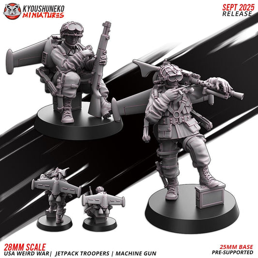 German Weird War Jetpack Troopers LMG Team (2 models) Various Scales SF Wargaming (US tariffs are pre-paid by us)
