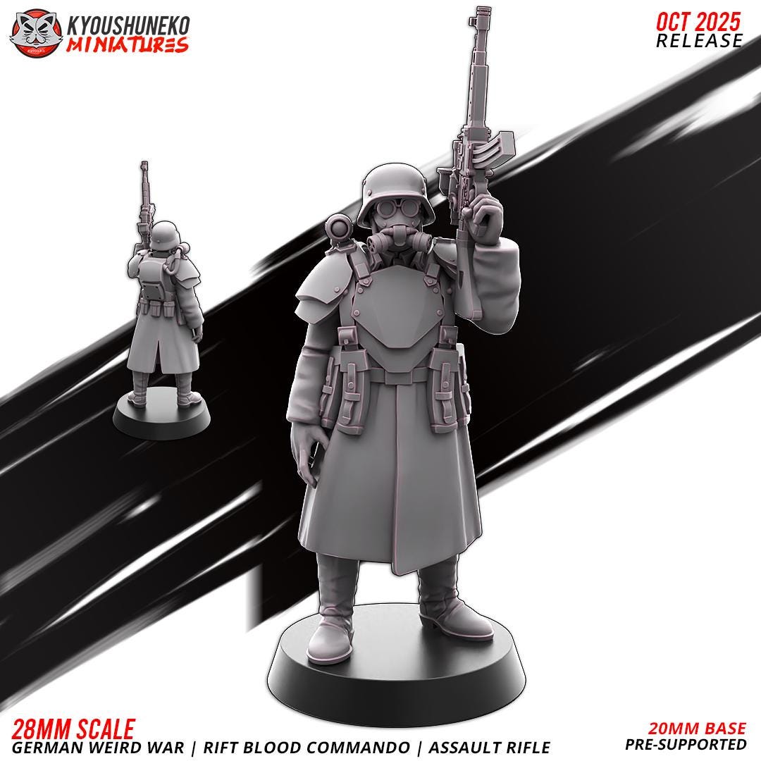 Axis Weird War Rift Blood Commando Escort with SMGs or Assault Rifles (3 models) Various Scales Sf Wargaming (US tariffs are pre-paid by us)