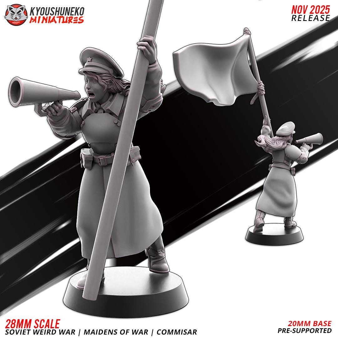 Weird War Soviet War Maidens Commissar (1 models) Various Scales SF Wargaming (US tariffs are pre-paid by us)