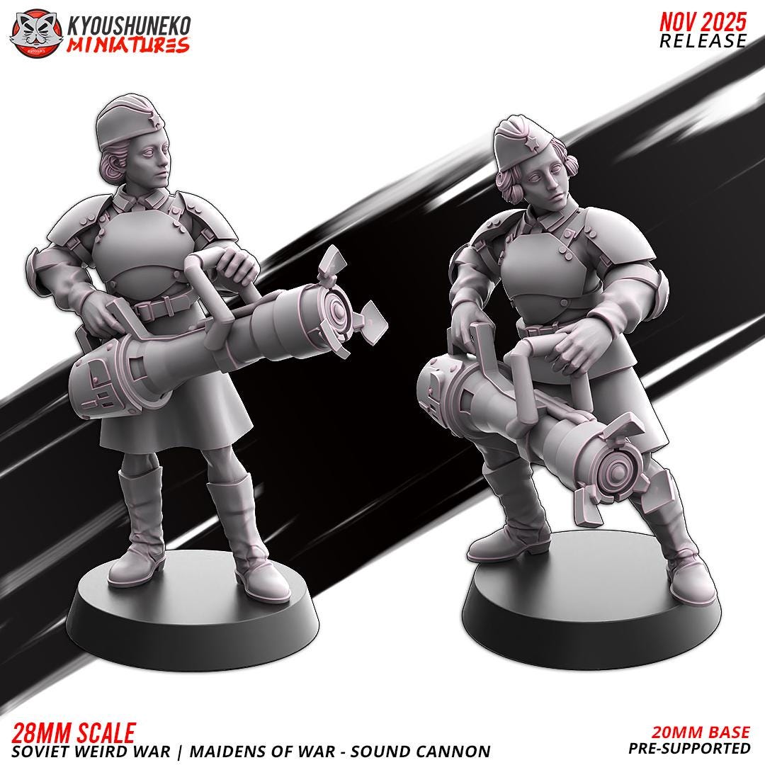 Weird War Soviet War Maidens Sound Cannon Team (2 models) Various Scales Sf Wargaming (US tariffs are pre-paid by us)