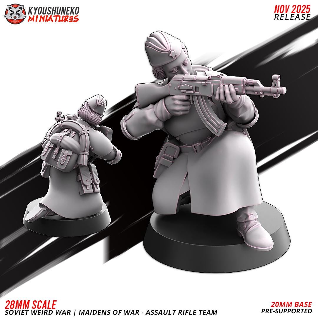 Weird War Soviet War Maidens Squad with Assault Rifles (10 models) Various Scales SF Wargaming (US tariffs are pre-paid by us)