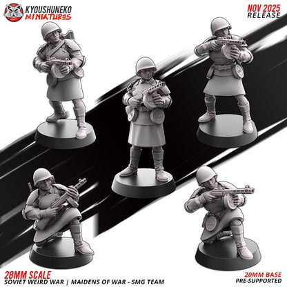 Weird War Soviet War Maidens Squad with SMGs (10 models) Various Scales SF Wargaming (US tariffs are pre-paid by us)
