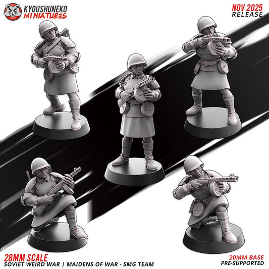 Weird War Soviet War Maidens Squad with SMGs (10 models) Various Scales SF Wargaming (US tariffs are pre-paid by us)