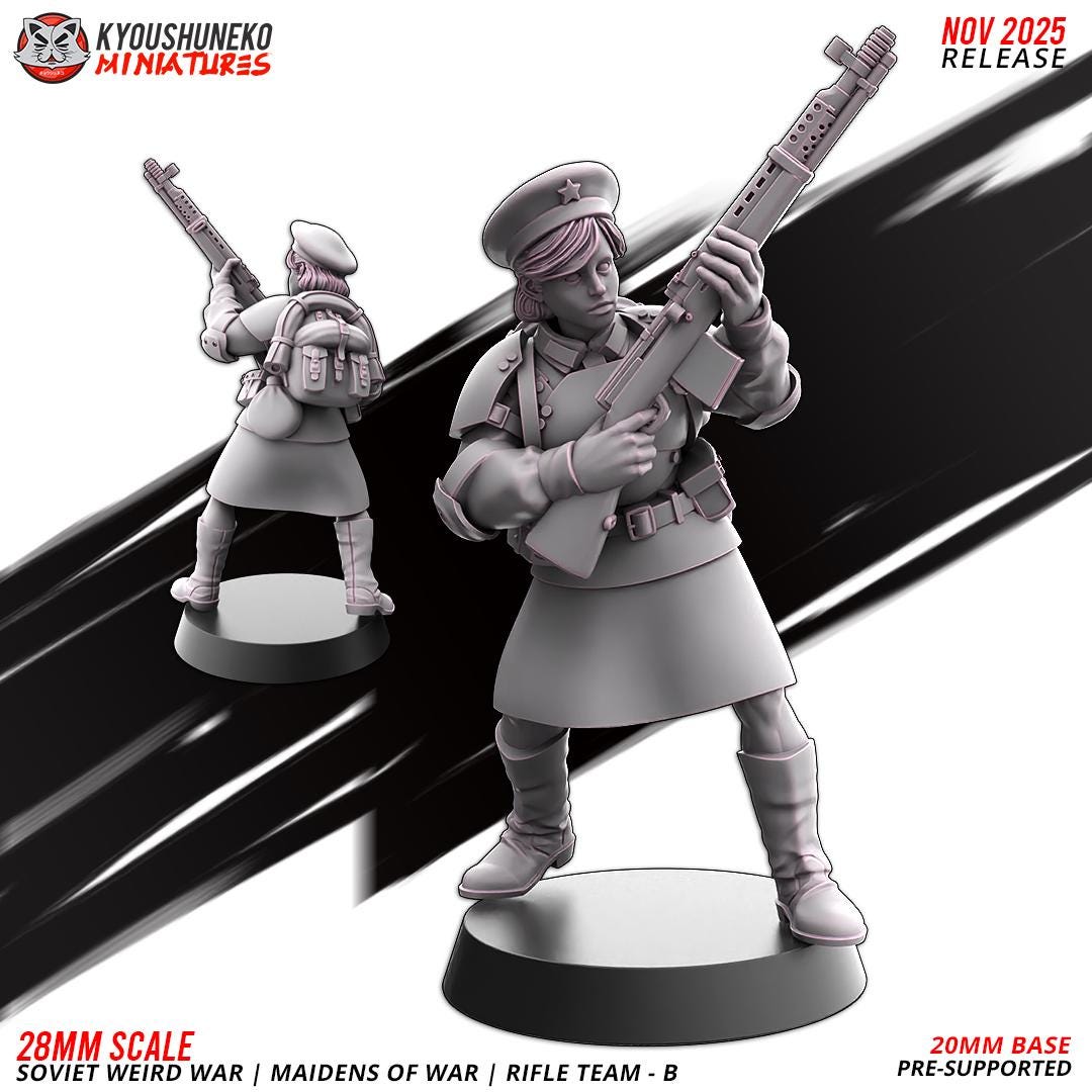 Weird War Soviet War Maidens Squad with Rifles (10 models) Various Scales SF Wargaming (US tariffs are pre-paid by us)