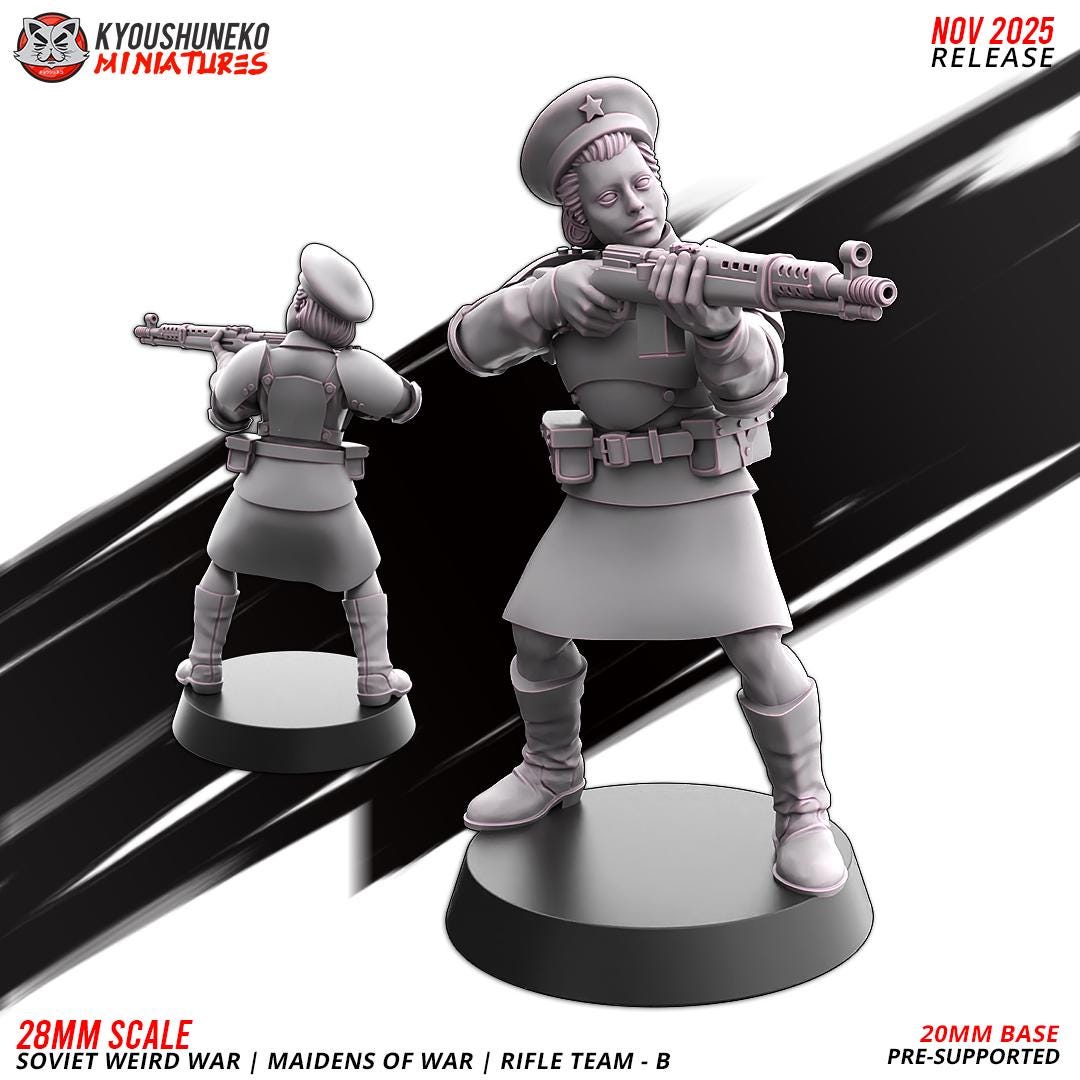Weird War Soviet War Maidens Squad with Rifles (10 models) Various Scales SF Wargaming (US tariffs are pre-paid by us)