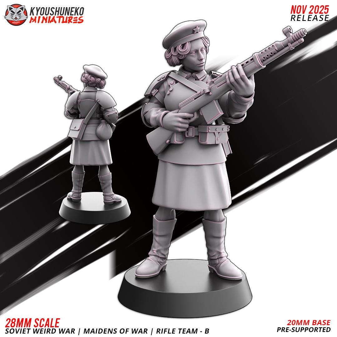 Weird War Soviet War Maidens Squad with Rifles (10 models) Various Scales SF Wargaming (US tariffs are pre-paid by us)