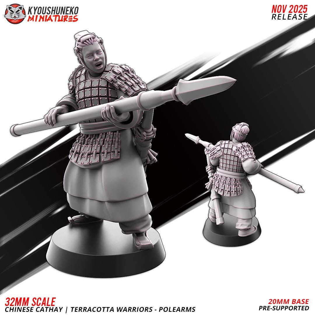 Ancient Chinese Cathay Terracotta Warriors Polearm Unit (10 models) Various Scales Historical Wargaming (US tariffs are pre-paid by us)