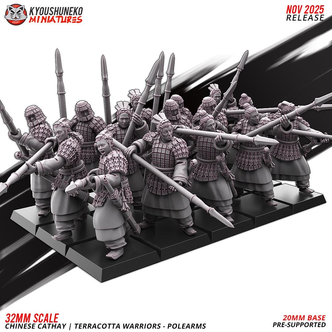 Ancient Chinese Cathay Terracotta Warriors Polearm Unit (10 models) Various Scales Historical Wargaming (US tariffs are pre-paid by us)