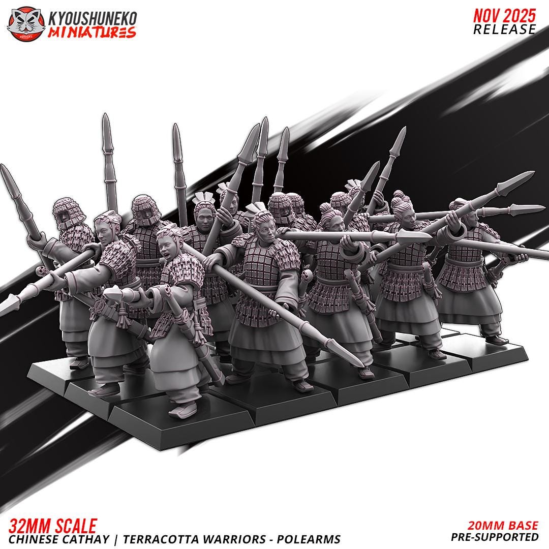 Ancient Chinese Cathay Terracotta Warriors Polearm Unit (10 models) Various Scales Historical Wargaming (US tariffs are pre-paid by us)