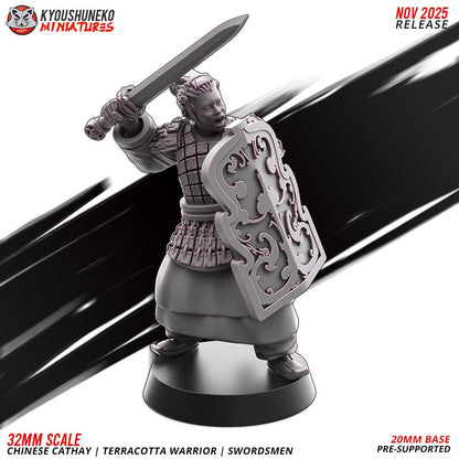 Ancient Chinese Cathay Terracotta Warriors Swordsmen Unit (10 models) Various Scales Historical Wargaming (US tariffs are pre-paid by us)