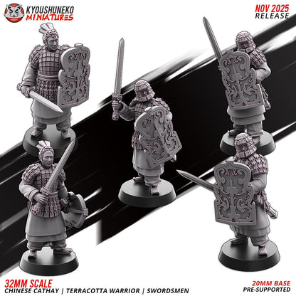 Ancient Chinese Cathay Terracotta Warriors Swordsmen Unit (10 models) Various Scales Historical Wargaming (US tariffs are pre-paid by us)