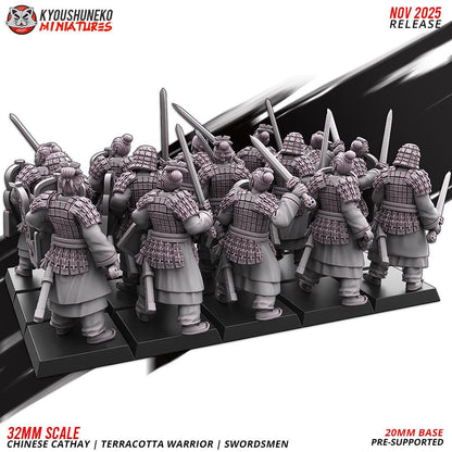 Ancient Chinese Cathay Terracotta Warriors Swordsmen Unit (10 models) Various Scales Historical Wargaming (US tariffs are pre-paid by us)