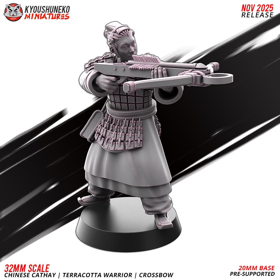 Ancient Chinese Cathay Terracotta Warriors Crossbowmen Unit (10 models) Various Scales Historical Wargaming (US tariffs are pre-paid by us)