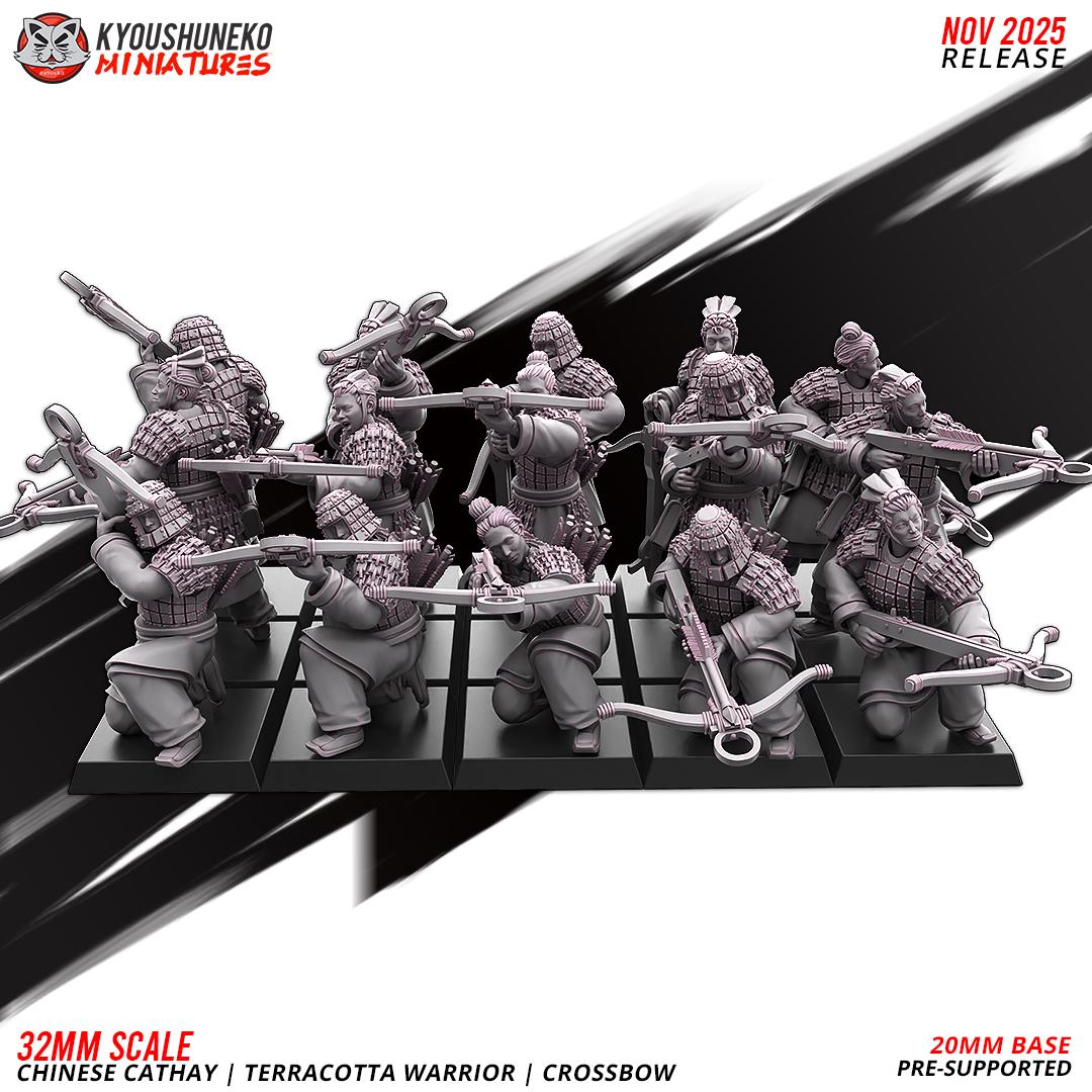 Ancient Chinese Cathay Terracotta Warriors Crossbowmen Unit (10 models) Various Scales Historical Wargaming (US tariffs are pre-paid by us)