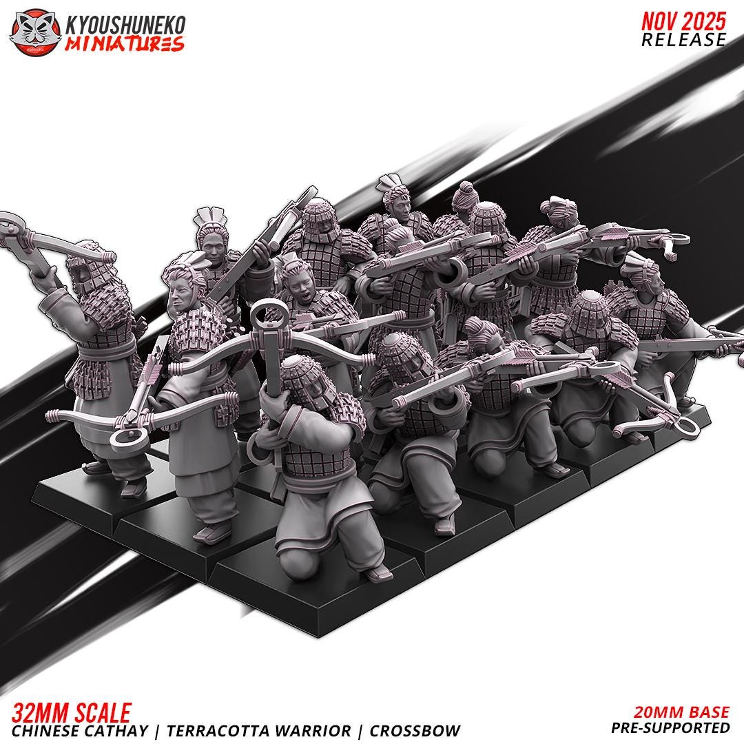 Ancient Chinese Cathay Terracotta Warriors Crossbowmen Unit (10 models) Various Scales Historical Wargaming (US tariffs are pre-paid by us)