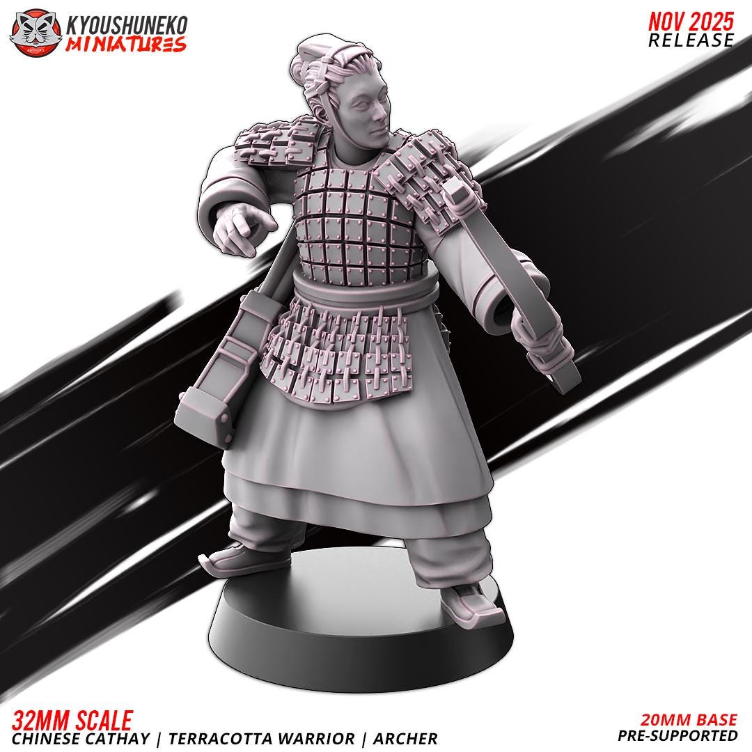 Ancient Chinese Cathay Terracotta Warriors Bowmen Unit (10 models) Various Scales Historical Wargaming (US tariffs are pre-paid by us)
