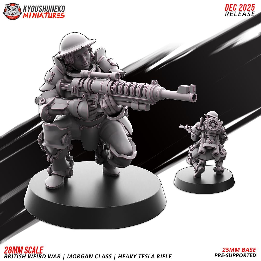 Weird War Commonwealth Morgan Class Heavy Tesla Rifle Squad (10 models) Various Scales SF Wargaming (US tariffs are pre-paid by us)