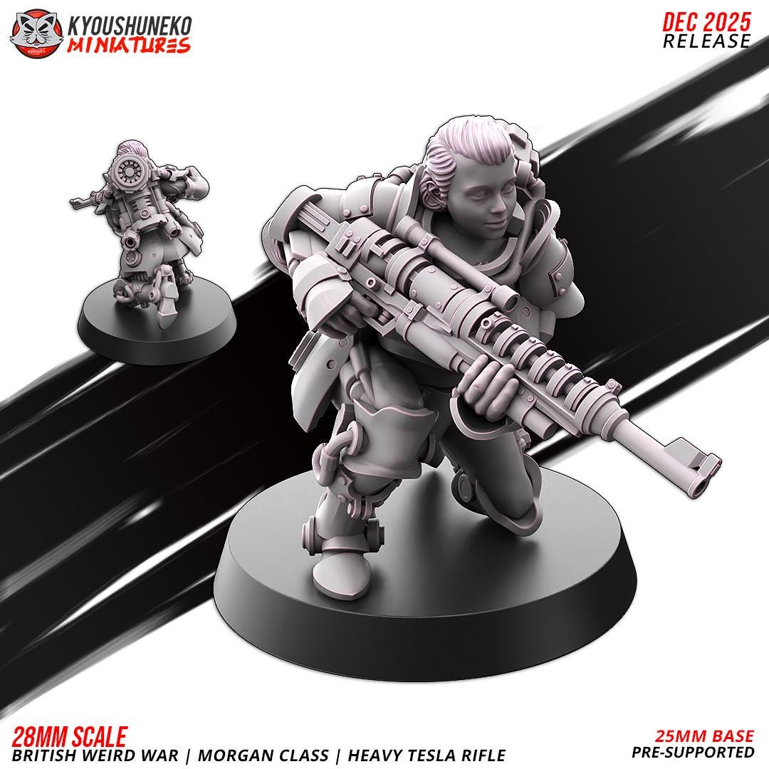 Weird War Commonwealth Morgan Class Heavy Tesla Rifle Squad (10 models) Various Scales SF Wargaming (US tariffs are pre-paid by us)