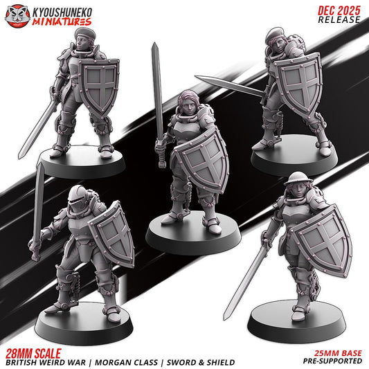 Weird War Commonwealth Morgan Class Sword and Shield Squad (10 models) Various Scales SF Wargaming (US tariffs are pre-paid by us)