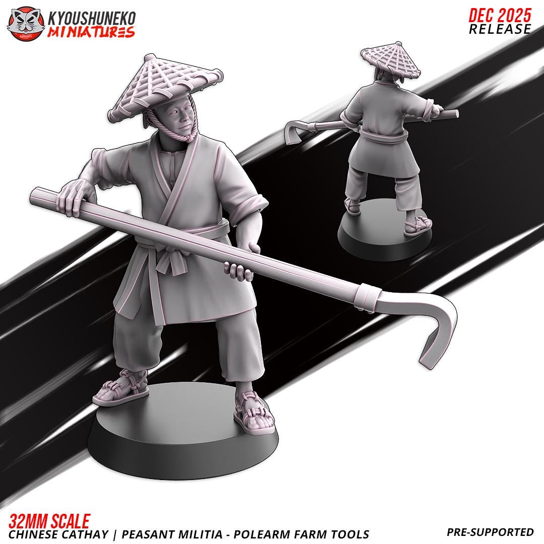Ancient Chinese Cathay Peasant Militia with Farm Tools Unit (10 models) Various Scales Historical Wargaming (US tariffs are pre-paid by us)