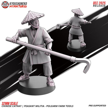 Ancient Chinese Cathay Peasant Militia with Farm Tools Unit (10 models) Various Scales Historical Wargaming (US tariffs are pre-paid by us)