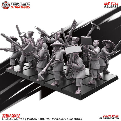 Ancient Chinese Cathay Peasant Militia with Farm Tools Unit (10 models) Various Scales Historical Wargaming (US tariffs are pre-paid by us)