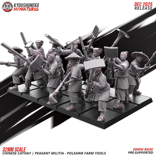 Ancient Chinese Cathay Peasant Militia with Farm Tools Unit (10 models) Various Scales Historical Wargaming (US tariffs are pre-paid by us)