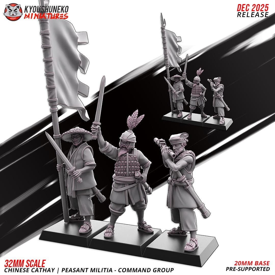 Ancient Chinese Cathay Peasant Militia Archers Unit (10 models) Various Scales Historical Wargaming (US tariffs are pre-paid by us)