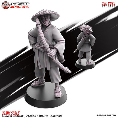 Ancient Chinese Cathay Peasant Militia Archers Unit (10 models) Various Scales Historical Wargaming (US tariffs are pre-paid by us)