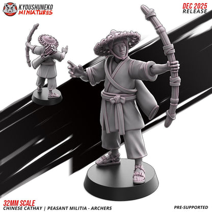 Ancient Chinese Cathay Peasant Militia Archers Unit (10 models) Various Scales Historical Wargaming (US tariffs are pre-paid by us)