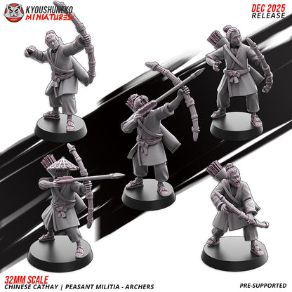 Ancient Chinese Cathay Peasant Militia Archers Unit (10 models) Various Scales Historical Wargaming (US tariffs are pre-paid by us)