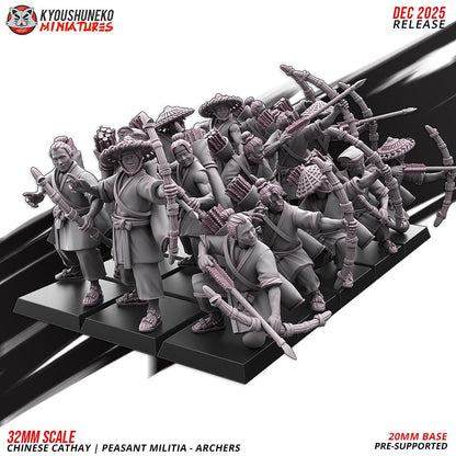 Ancient Chinese Cathay Peasant Militia Archers Unit (10 models) Various Scales Historical Wargaming (US tariffs are pre-paid by us)