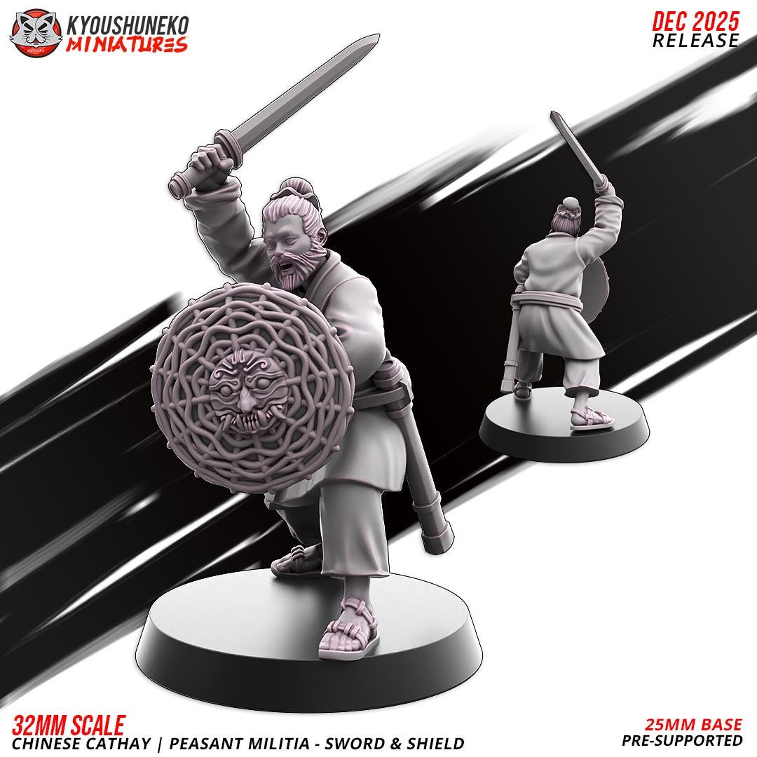 Ancient Chinese Cathay Peasant Militia with Swords Unit (10 models) Various Scales Historical Wargaming (US tariffs are pre-paid by us)
