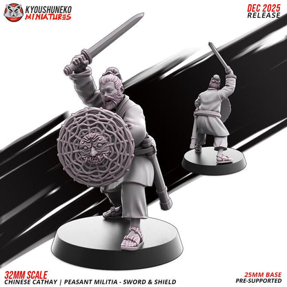 Ancient Chinese Cathay Peasant Militia with Swords Unit (10 models) Various Scales Historical Wargaming (US tariffs are pre-paid by us)