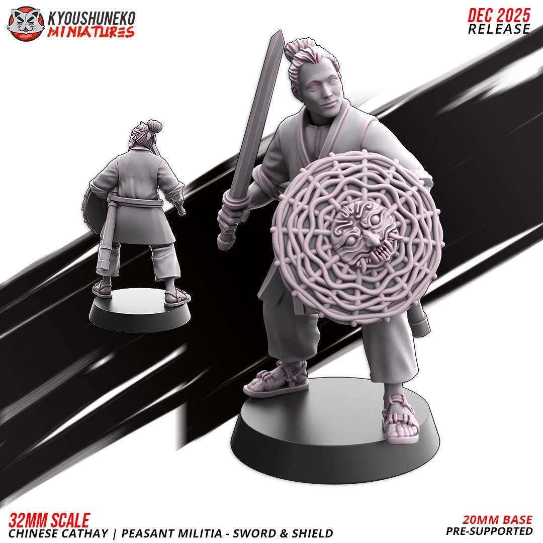 Ancient Chinese Cathay Peasant Militia with Swords Unit (10 models) Various Scales Historical Wargaming (US tariffs are pre-paid by us)