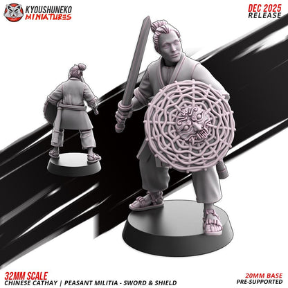 Ancient Chinese Cathay Peasant Militia with Swords Unit (10 models) Various Scales Historical Wargaming (US tariffs are pre-paid by us)