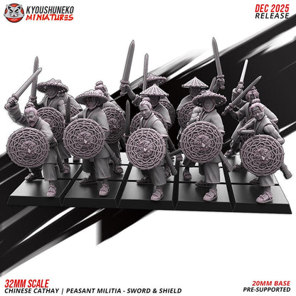 Ancient Chinese Cathay Peasant Militia with Swords Unit (10 models) Various Scales Historical Wargaming (US tariffs are pre-paid by us)