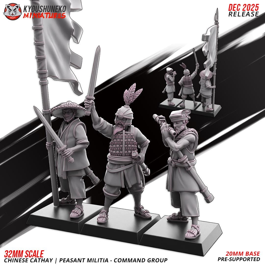Ancient Chinese Cathay Peasant Militia with Swords Unit (10 models) Various Scales Historical Wargaming (US tariffs are pre-paid by us)