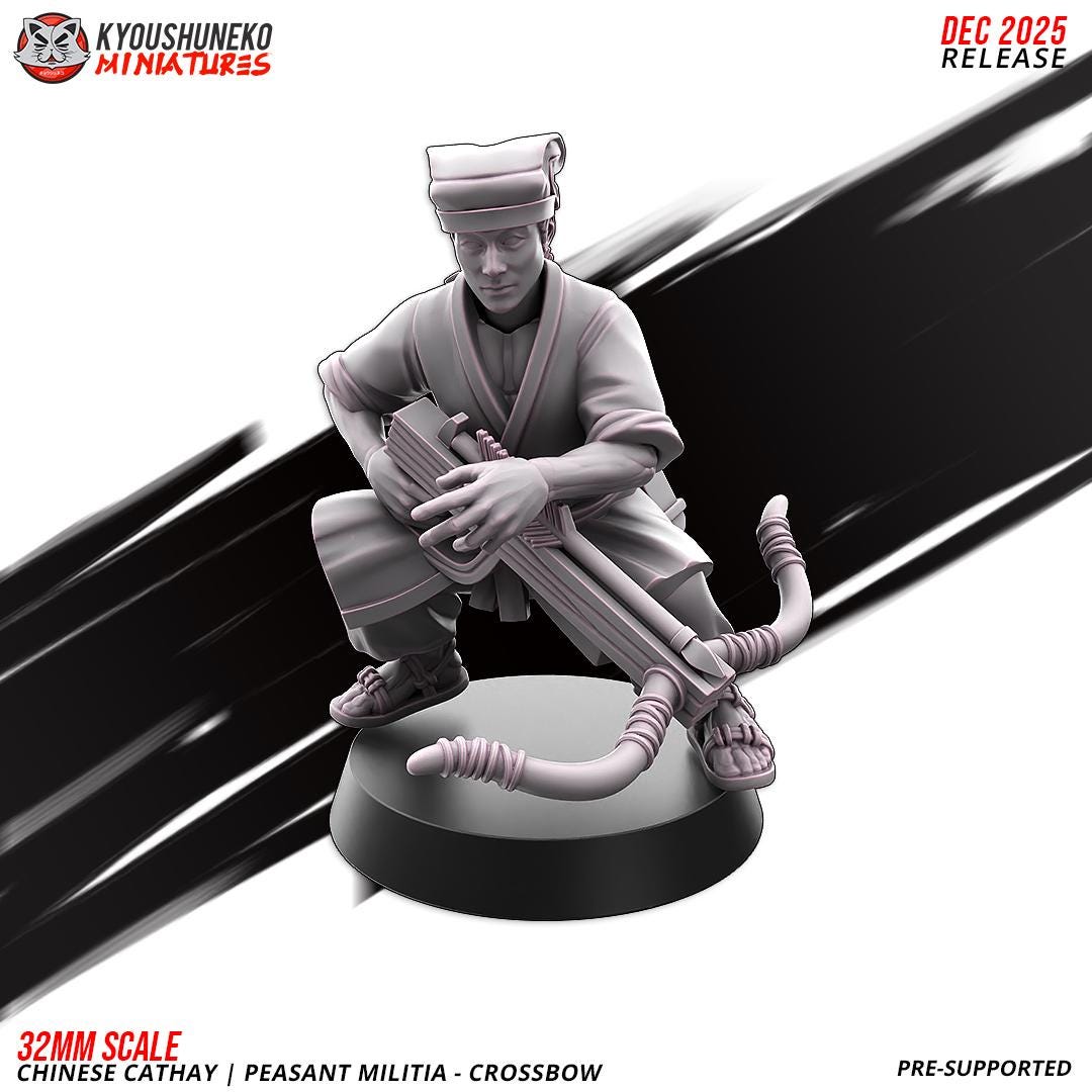 Ancient Chinese Cathay Peasant Militia with Crossbows Unit (10 models) Various Scales Historical Wargaming (US tariffs are pre-paid by us)