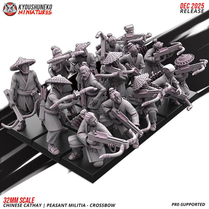 Ancient Chinese Cathay Peasant Militia with Crossbows Unit (10 models) Various Scales Historical Wargaming (US tariffs are pre-paid by us)