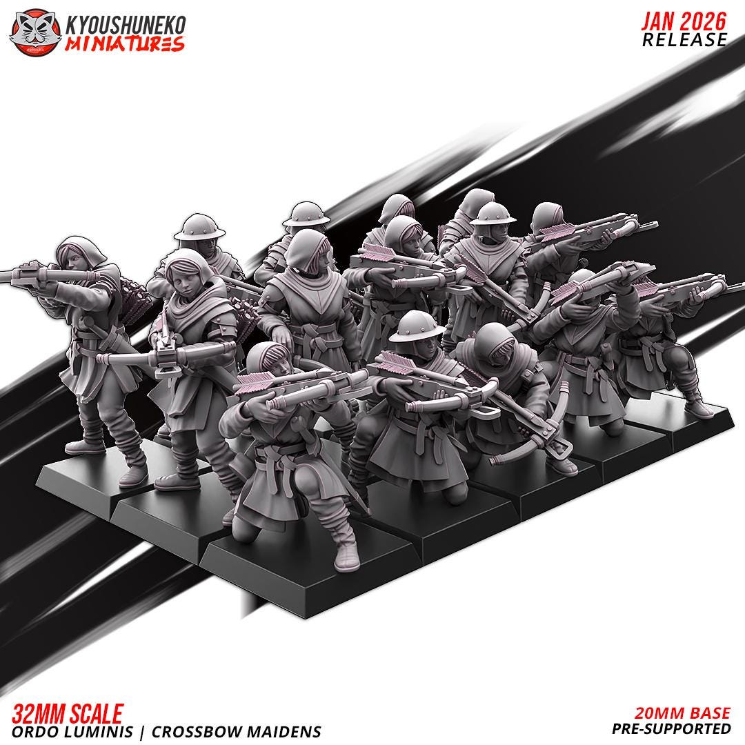Ancient Chinese Cathay Ordo Luminis Maidens Crossbowmen Unit (10 models) Various Scales Historical Wargaming (US tariffs are pre-paid by us)