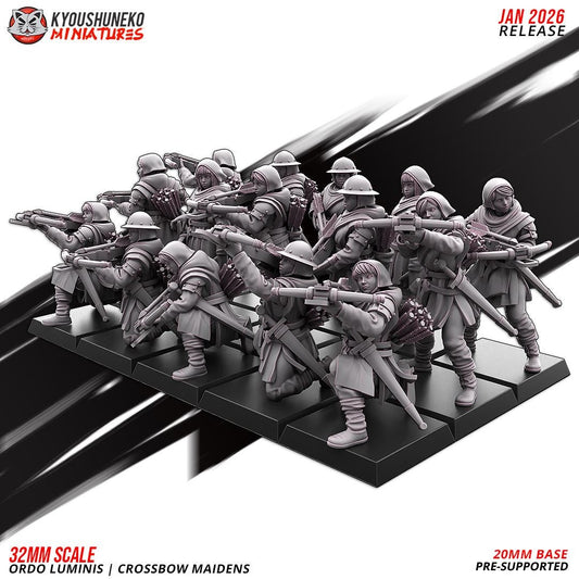 Ancient Chinese Cathay Ordo Luminis Maidens Crossbowmen Unit (10 models) Various Scales Historical Wargaming (US tariffs are pre-paid by us)